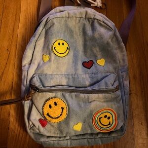 Smiley Face Denim Backpack